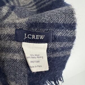 J.Crew Plaid Wool & Baby Alpaca Scarf – Gray & Blue